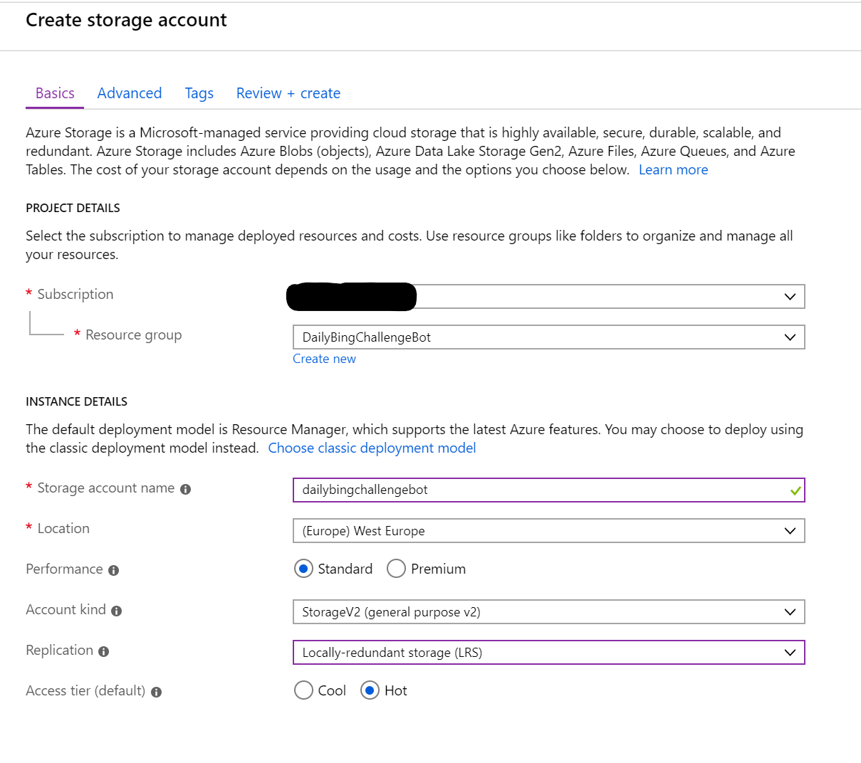 Web App Bot creation